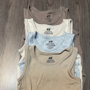 H&M Organic Cotton Tank Top Bodysuits in Beige, Brown, Cream, and Gray